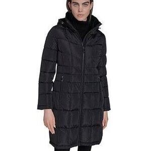 Calvin Klein Women's Hooded Stand Collar Puffer Coat Size S EUC'